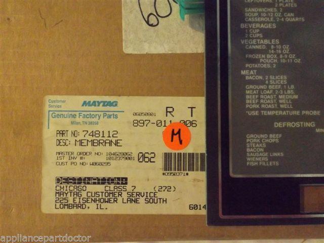 JENN AIR MICROWAVE 748112 MEMBRANE NEW IN BOX JENN AIR MICROWAVE 748112 MEMBRANE NEW IN BOX